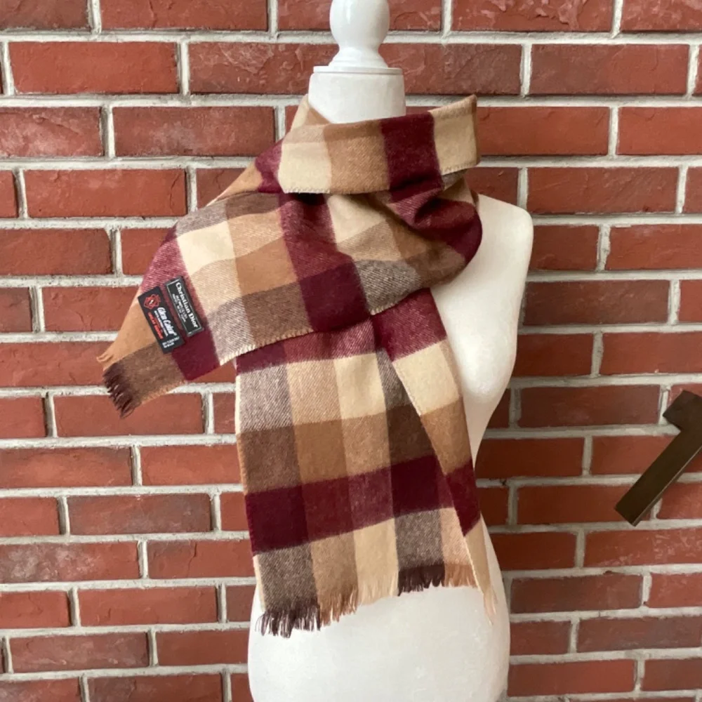 •Christian Dior Vintage Merino Wool Woven In Great Britain Plaid Scarf 50”/10” - Picture 3 of 7